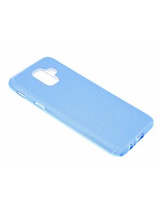 Merkloos Samsung Galaxy J6+ Plus (2018) Blauw Glitter TPU backcover Hoesje