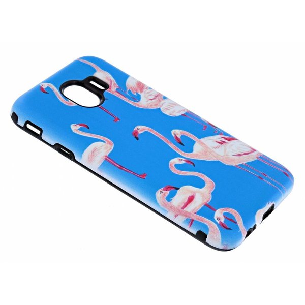 Merkloos Samsung Galaxy J4 Flamingo & Blauw Design 3D Dual Layer Back Cover
