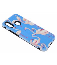 Merkloos Hauwei P20 Lite Flamingo & Blauw Design 3D Dual Layer backcover