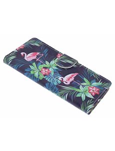 Merkloos Samsung Galaxy A6+ (Plus) 2018 Flamingo Design Booktype Kunstleer Hoesje Met Pasjesruimte