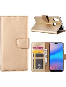 Merkloos Hoesje voor Huawei P Smart (2019) portemonnee hoesje / met opbergvakjes Goud