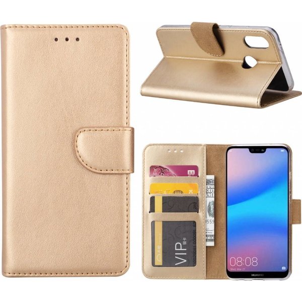 Merkloos Hoesje voor Huawei P Smart (2019) portemonnee hoesje / met opbergvakjes Goud