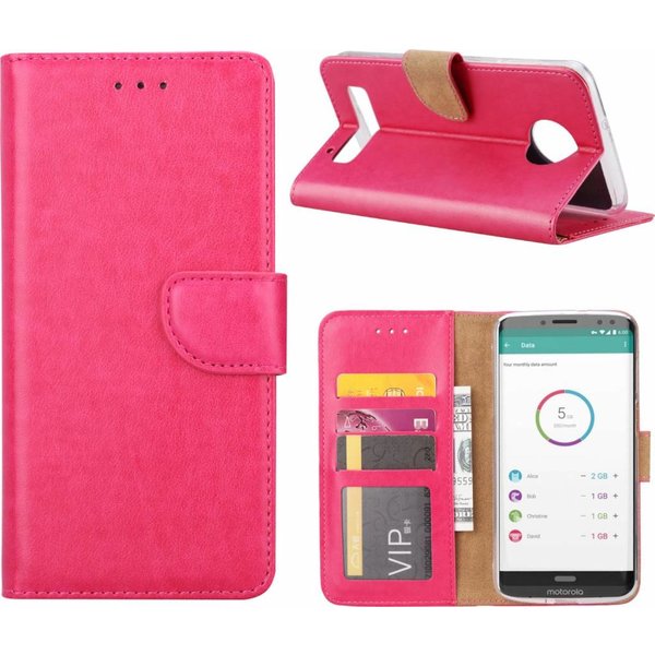 hoesje Pink book case style voor Motorola Moto Z3 Play wallet case