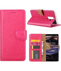  Nokia 7 + (Plus) hoesje book case style / portemonnee case Pink