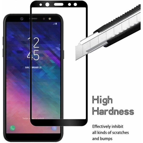 Samsung Galaxy A6 (2018) HD clarity Hardness Full Coverage Bubble Free tempered glass zwart