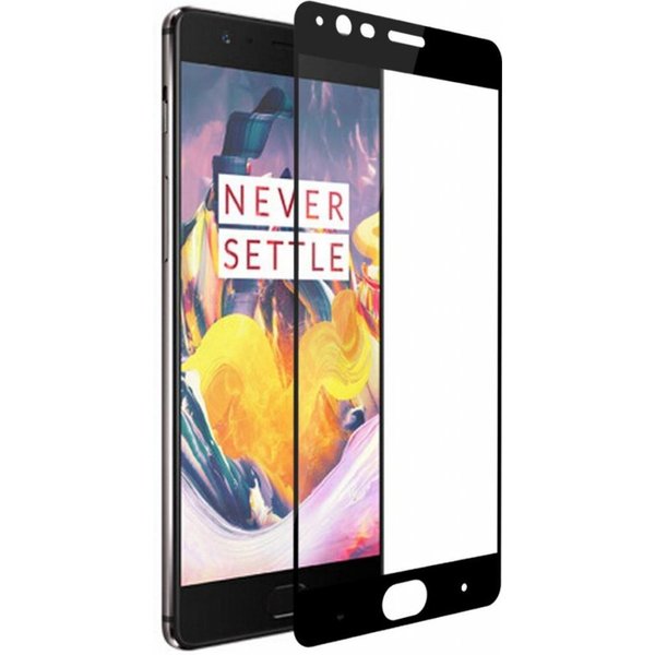 OnePlus 3T / 3 full cover ultra clear HD clarity tempered glass Zwart
