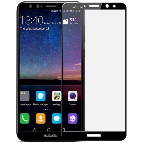 Huawei Mate 10 lite full cover Curved Edge ultra clear HD clarity tempered glass Zwart