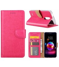  LG K10 (2018) portemonnee Hoesje met opbergvakjes Pink
