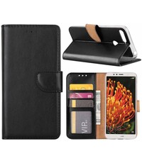  Huawei Y6 2018 portemonnee Hoesje met opbergvakjes Zwart