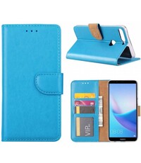  Hoesje met opbergvakjes voor Huawei Y7 Prime (2018) portemonnee hoesje Blauw