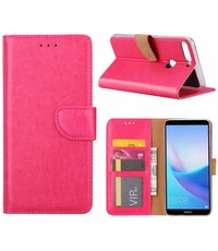  Hoesje met opbergvakjes voor Huawei Y7 Prime (2018) portemonnee hoesje Pink