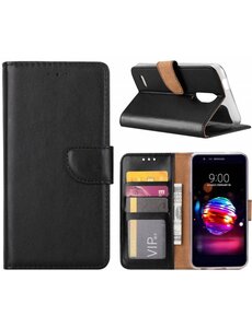  LG K10 (2018) portemonnee Hoesje met opbergvakjes Zwart