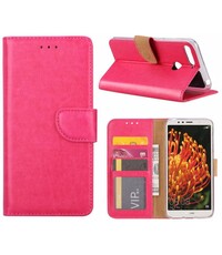 Huawei Y6 2018 portemonnee Hoesje met opbergvakjes Pink