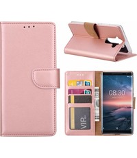  Nokia 8 Sirocco hoesje book case style / portemonnee case Rose Goud