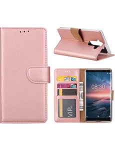  Nokia 8 Sirocco hoesje book case style / portemonnee case Rose Goud