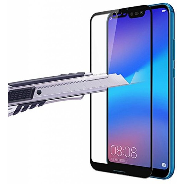 Huawei P20 Lite Scratch-Proof / Anti-Shock / Shatter-proof Full cover Screenprotector / Tempered Glass Zwart