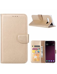 Ntech Ntech Hoesje voor Samsung Galaxy S10e portemonnee hoesje / met opbergvakjes Goud