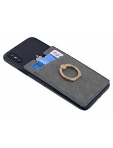 Ntech Ntech Peel & Stick universele Smartphone Pocket kaarthouder met een ringstandaard Grijs