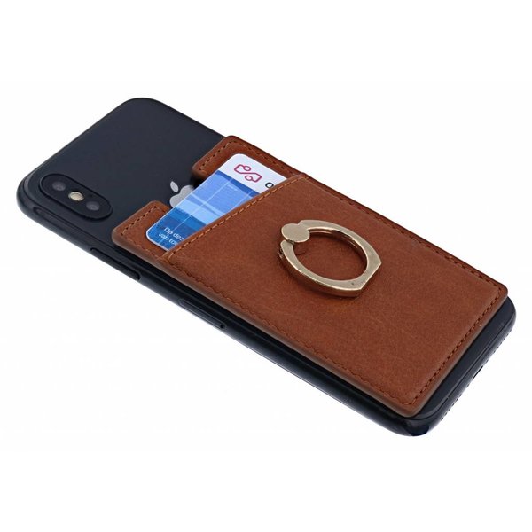 Ntech Ntech Peel & Stick universele Smartphone Pocket kaarthouder met een ringstandaard Bruin