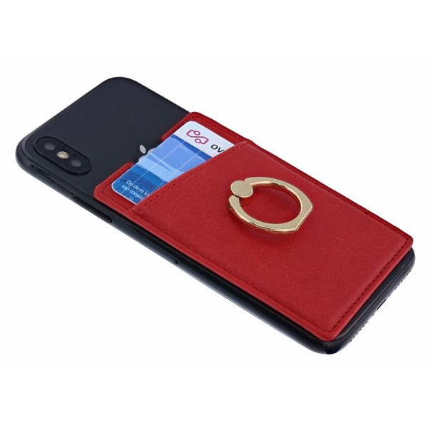 Ntech Ntech Peel & Stick universele Smartphone Pocket kaarthouder met een ringstandaard Rood