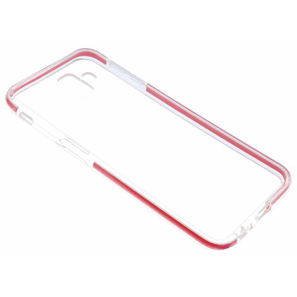 Ntech Ntech Hoesje Geschikt Voor Samsung Galaxy J6+ (Plus) Rood &Transparant Anti Shock Back hoesje