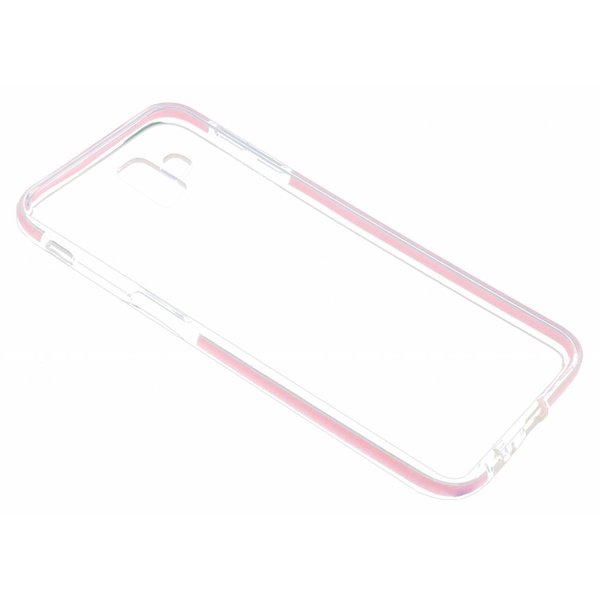 Ntech Ntech Hoesje Geschikt Voor Samsung Galaxy J6+ (Plus) Roze &Transparant Anti Shock Back hoesje