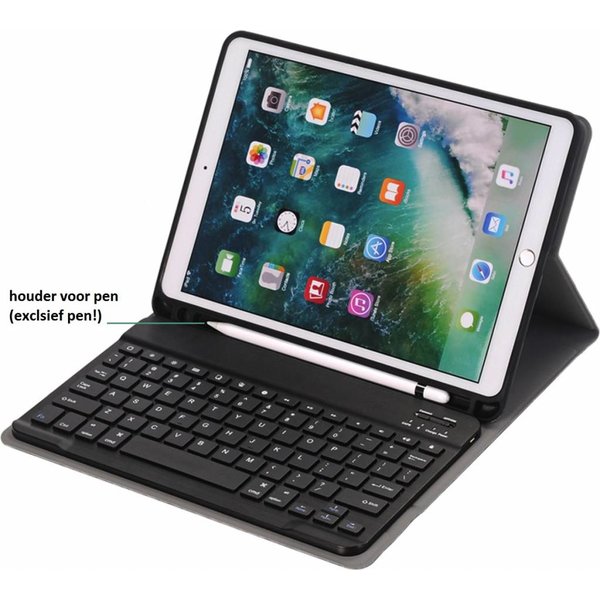 Ntech Keyboard hoesje met Stylushouder iPad 9.7 (2017-2018) / Air - Zwart