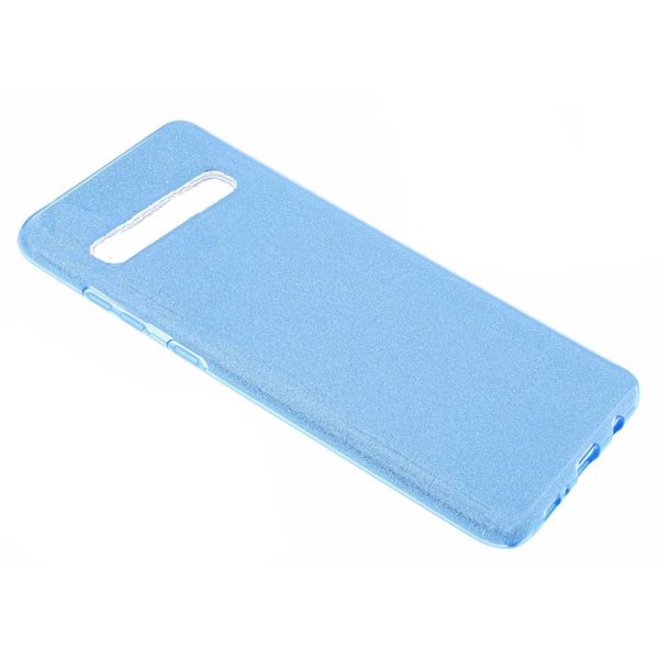 Ntech Ntech Hoesje Geschikt Voor Samsung Galaxy S10 Blauw Glitter TPU Back Cover Hoesje