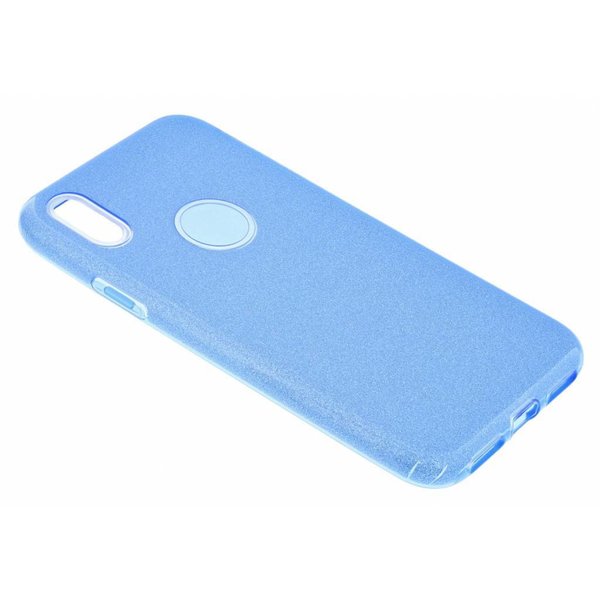 Ntech Ntech Huawei P Smart 2019 Blauw Glitter TPU Back Cover Hoesje