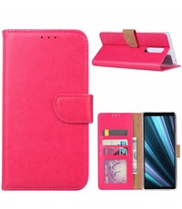Ntech Ntech Hoesje voor Sony Xperia 1 portemonnee hoesje / met opbergvakjes Roze