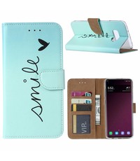 Ntech Ntech Samsung Galaxy S10e Smiley Design Booktype Kunstleer Hoesje Met Pasjesruimte