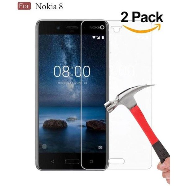 2 Stuk - Nokia 8 Glazen Screenprotector Tempered Glass  (0.3mm)