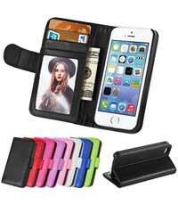  Portemonnee case hoesje zwart voor iPhone 5 5S SE
