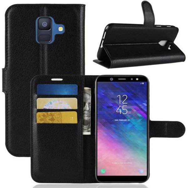 Samsung Galaxy A6 (2018) Hoesje Zwart met Pasjeshouder