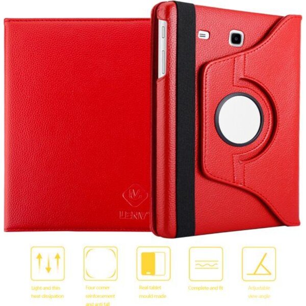 Merkloos 360º Draaibaar hoes Samsung Galaxy Tab E 9.6 (T560) - Rood
