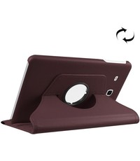 Merkloos Samsung Galaxy Tab E 9.6 / T560 horizontaal Litchi structuur 360º Draaibaar Hoesje (koffie kleur)