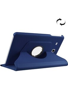 Merkloos Samsung Galaxy Tab E 9.6 / T560 horizontaal Litchi structuur 360º Draaibaar Hoesje (donker blauw)