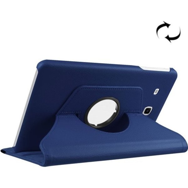 Merkloos Samsung Galaxy Tab E 9.6 / T560 horizontaal Litchi structuur 360º Draaibaar Hoesje (donker blauw)