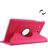 Merkloos Samsung Galaxy Tab E 9.6 / T560 horizontaal Litchi structuur 360º Draaibaar Hoesje (hard roze)