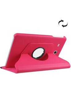 Merkloos Samsung Galaxy Tab E 9.6 / T560 horizontaal Litchi structuur 360º Draaibaar Hoesje (hard roze)