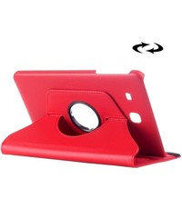 Merkloos Samsung Galaxy Tab E 9.6 horizontaal Litchi structuur 360º Draaibaar Hoesje (rood)