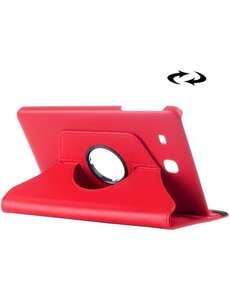 Merkloos Samsung Galaxy Tab E 9.6 horizontaal Litchi structuur 360º Draaibaar Hoesje (rood)