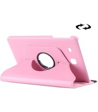  Samsung Galaxy Tab E 9.6 horizontaal Litchi structuur 360º Draaibaar Hoesje (Licht roze)