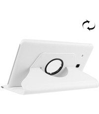 Merkloos Samsung Galaxy Tab E 9.6 / T560 horizontaal Litchi structuur 360º Draaibaar Hoesje Wit