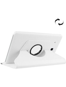 Merkloos Samsung Galaxy Tab E 9.6 / T560 horizontaal Litchi structuur 360º Draaibaar Hoesje Wit