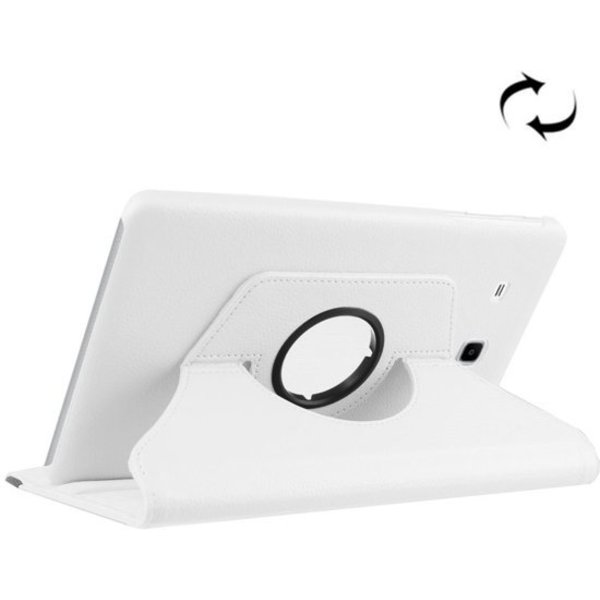 Merkloos Samsung Galaxy Tab E 9.6 / T560 horizontaal Litchi structuur 360º Draaibaar Hoesje Wit
