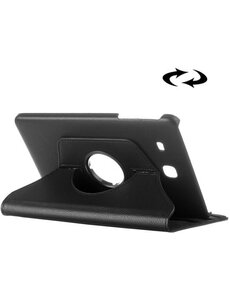 Merkloos Samsung Galaxy Tab E 9.6 horizontaal Litchi structuur 360º Draaibaar Hoesje (zwart)