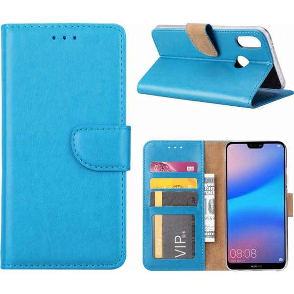 Ntech Hoesje Geschikt voor Huawei P Smart (2019) portemonnee - Blauw