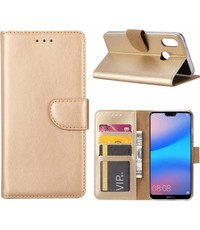 Ntech Ntech Hoesje voor Huawei P Smart (2019) Portemonnee / Booktype hoesje / met opbergvakjes Goud