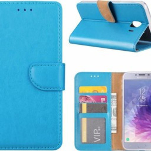 Ntech Ntech Hoesje Geschikt Voor Samsung Galaxy J4+ (Plus) 2018 case Turquoise Portemonnee / Booktype hoesje met opbergvakjes